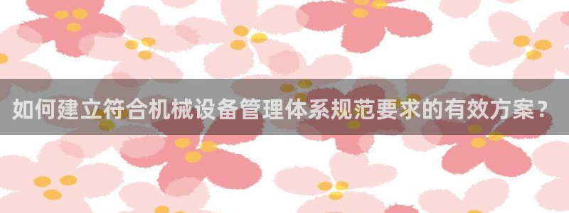 金年会官方下载app：如何建立符合机械设备管理体系规范要求的有效方案？