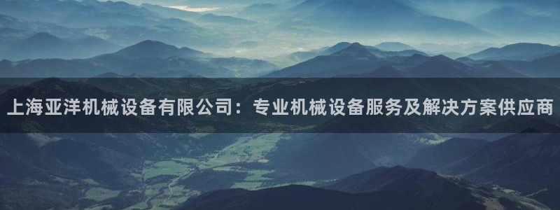 金年会官方app：上海亚洋机械设备有限公司：专业机械设备服务及解决方案供应商