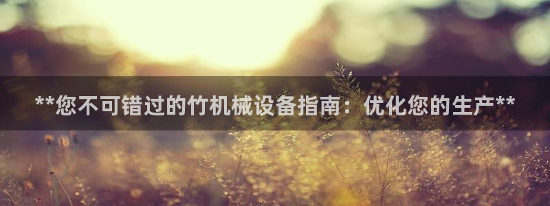 金年会体育全站网站登录：**您不可错过的竹机械设备指南：优化您的生产**